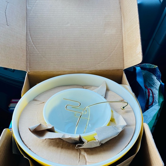 CORNING PYREX WARE #5371 PINEAPPLE YELLOW CHIP & DIP BOWL SET BNWT - Picture 9 of 9